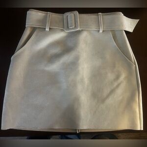 Stylish Cream Belted Mini Skirt